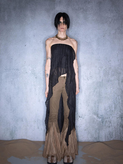 NORTH NODE Asymmetric Ruffle Convertible Knit A Line Women&