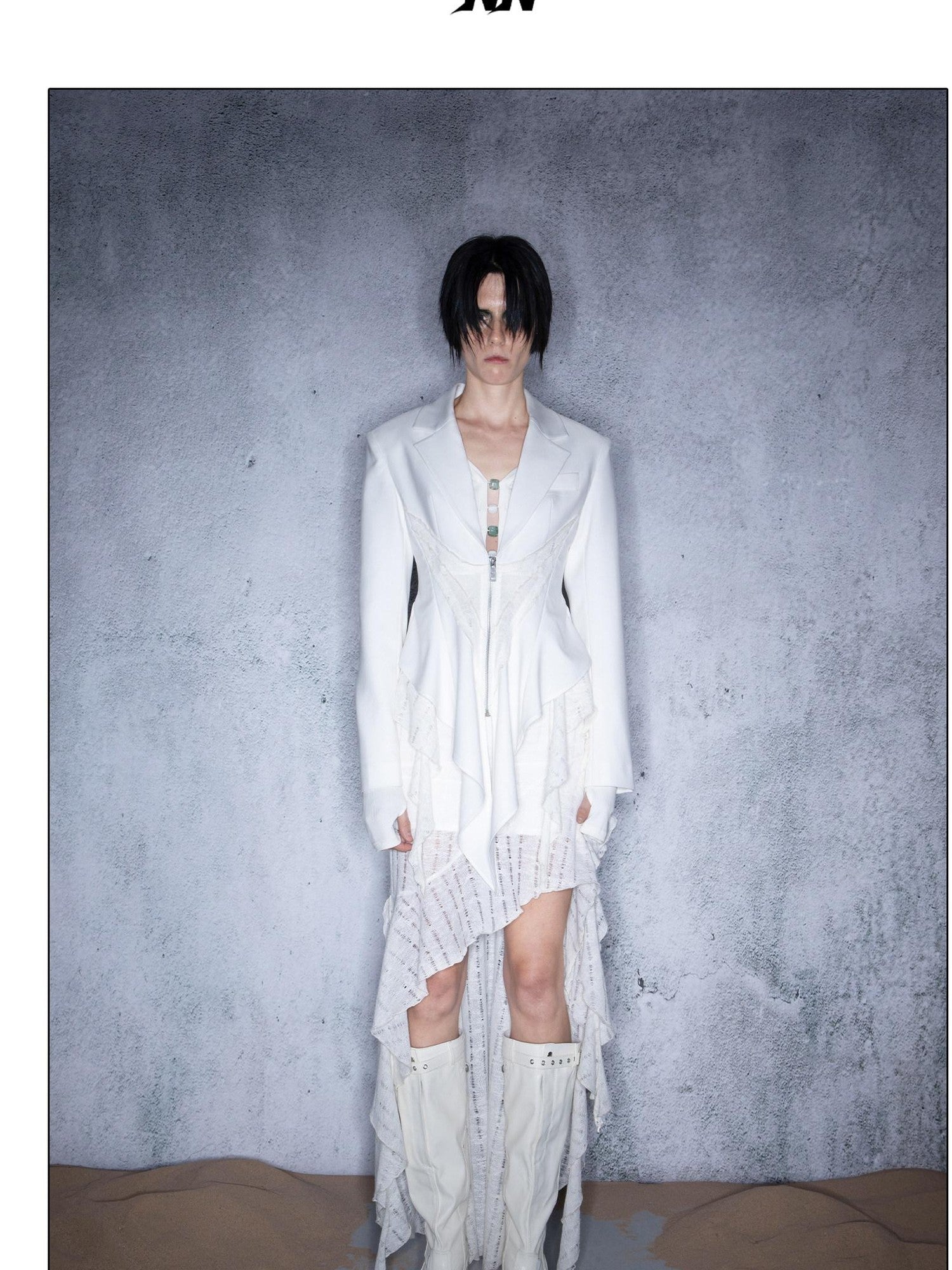 NORTH NODE Asymmetric Ruffle Convertible Knit A Line Women&