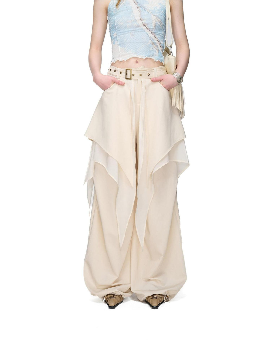 NORTH NODE Asymmetric Ruffle Splice Deconstructed Women&