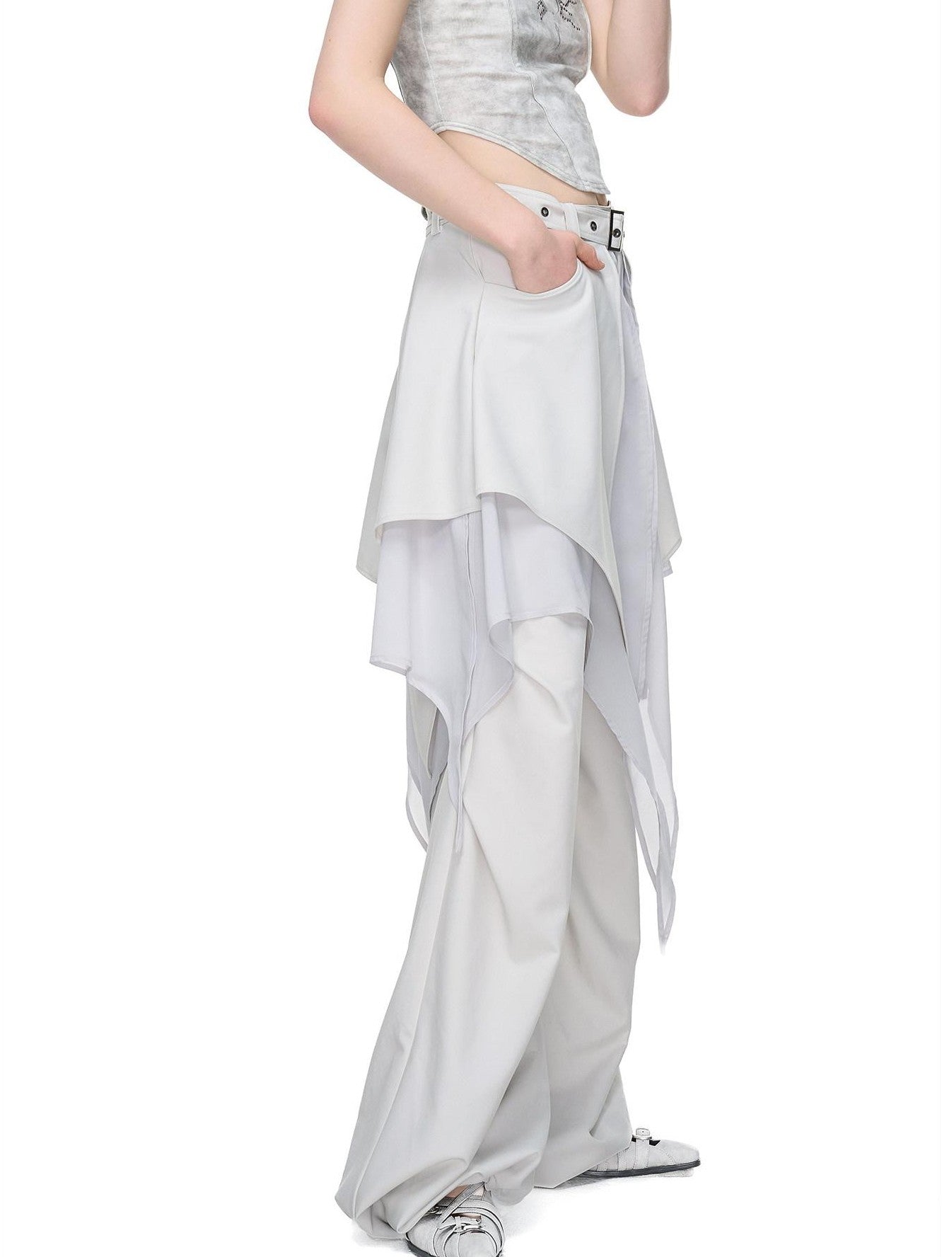 NORTH NODE Asymmetric Ruffle Splice Deconstructed Women&