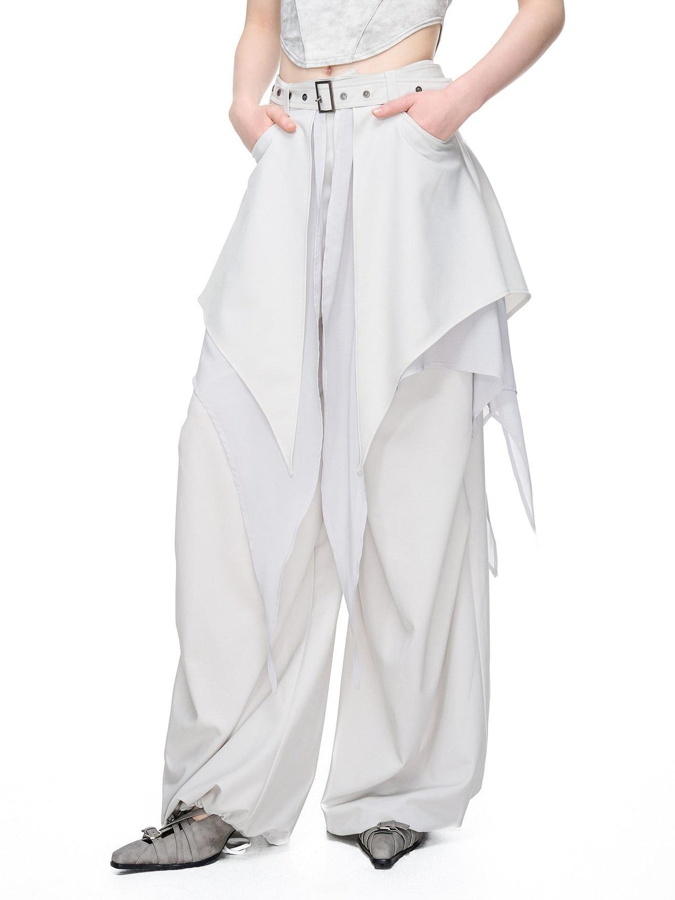 NORTH NODE Asymmetric Ruffle Splice Deconstructed Women&