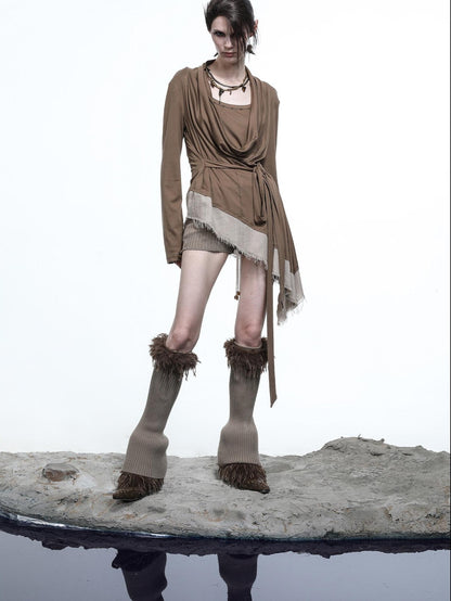 NORTH NODE Asymmetrical Diagonal Splice Stretch Knit Women&
