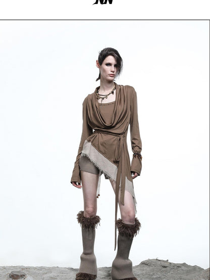 NORTH NODE Asymmetrical Diagonal Splice Stretch Knit Women&
