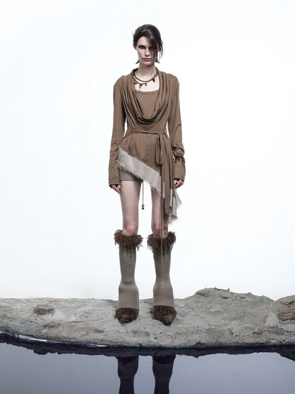 NORTH NODE Asymmetrical Diagonal Splice Stretch Knit Women&
