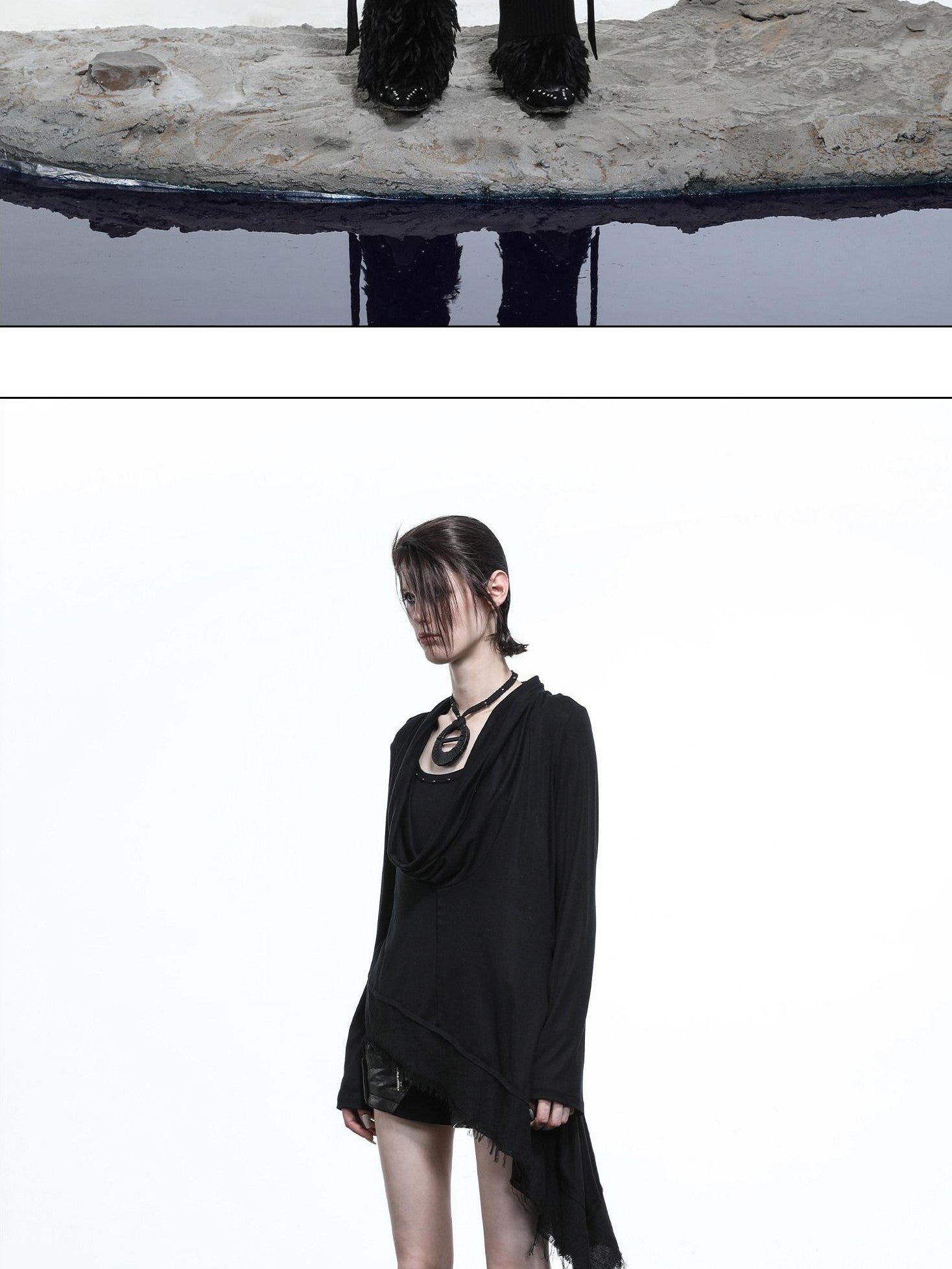 NORTH NODE Asymmetrical Diagonal Splice Stretch Knit Women&