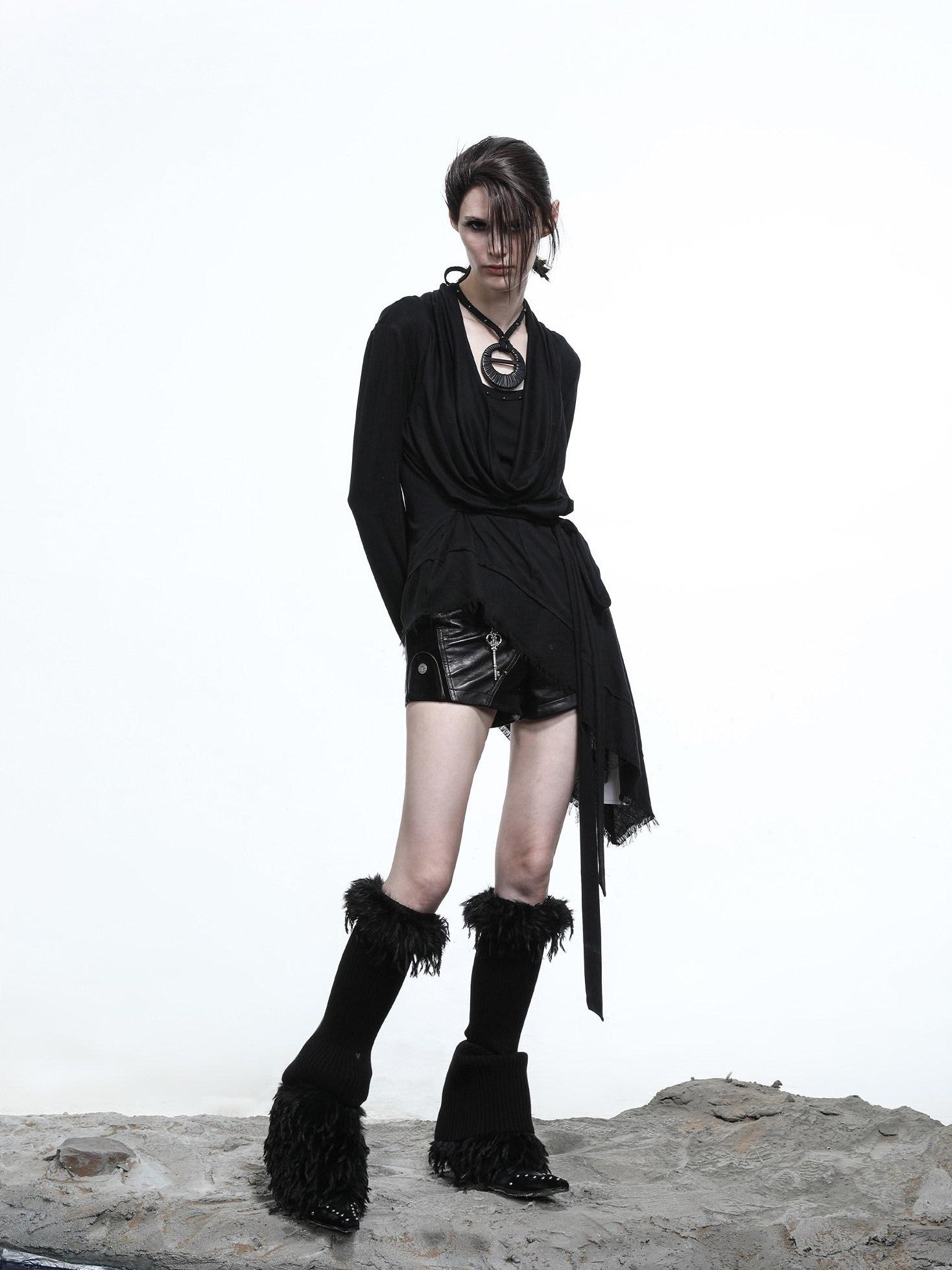 NORTH NODE Asymmetrical Diagonal Splice Stretch Knit Women&
