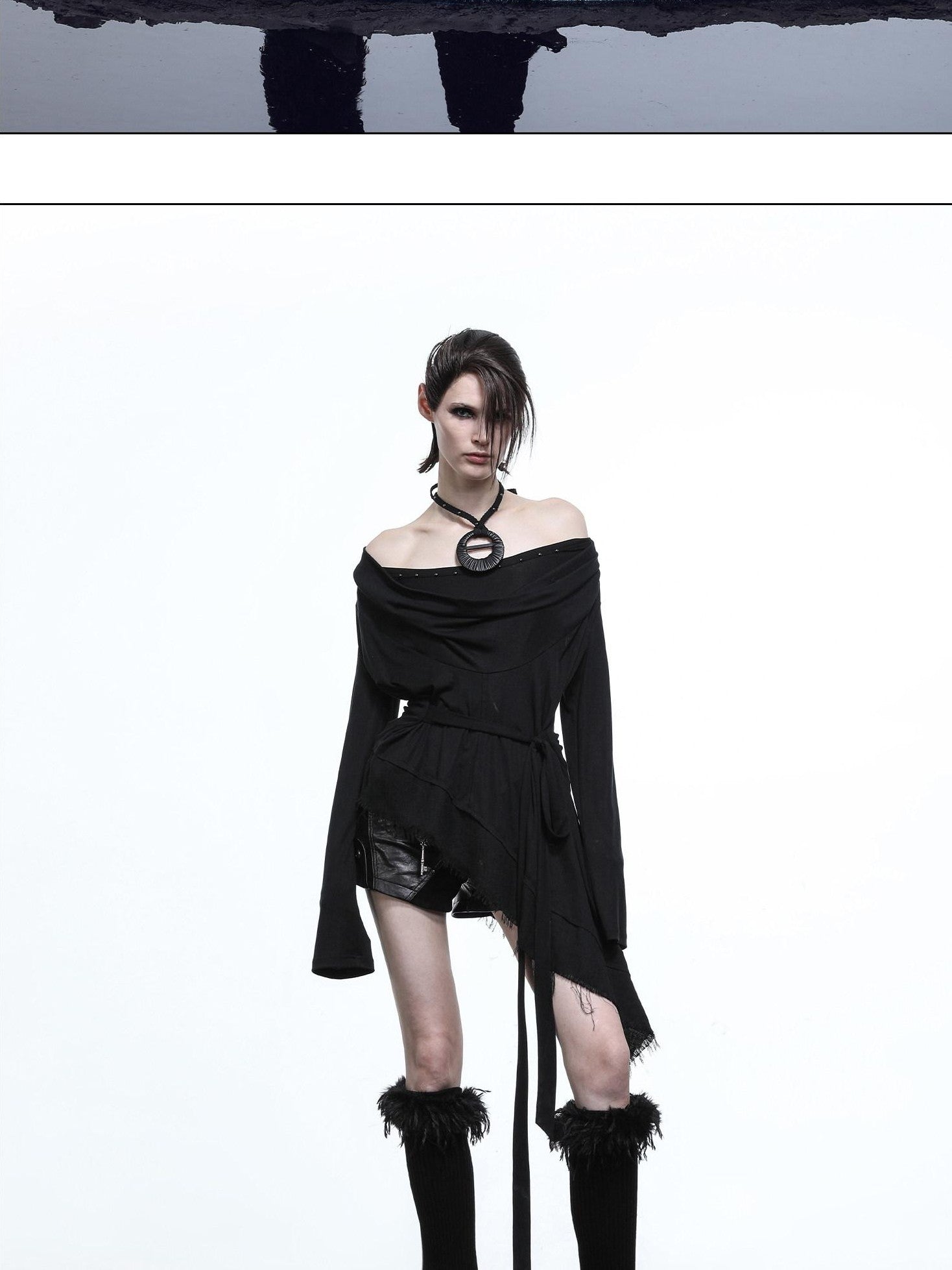 NORTH NODE Asymmetrical Diagonal Splice Stretch Knit Women&