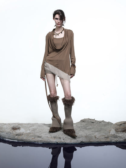 NORTH NODE Asymmetrical Diagonal Splice Stretch Knit Women&