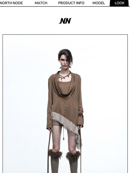 NORTH NODE Asymmetrical Diagonal Splice Stretch Knit Women&