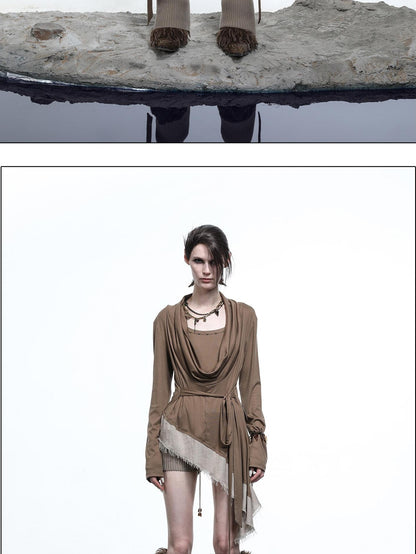 NORTH NODE Asymmetrical Diagonal Splice Stretch Knit Women&