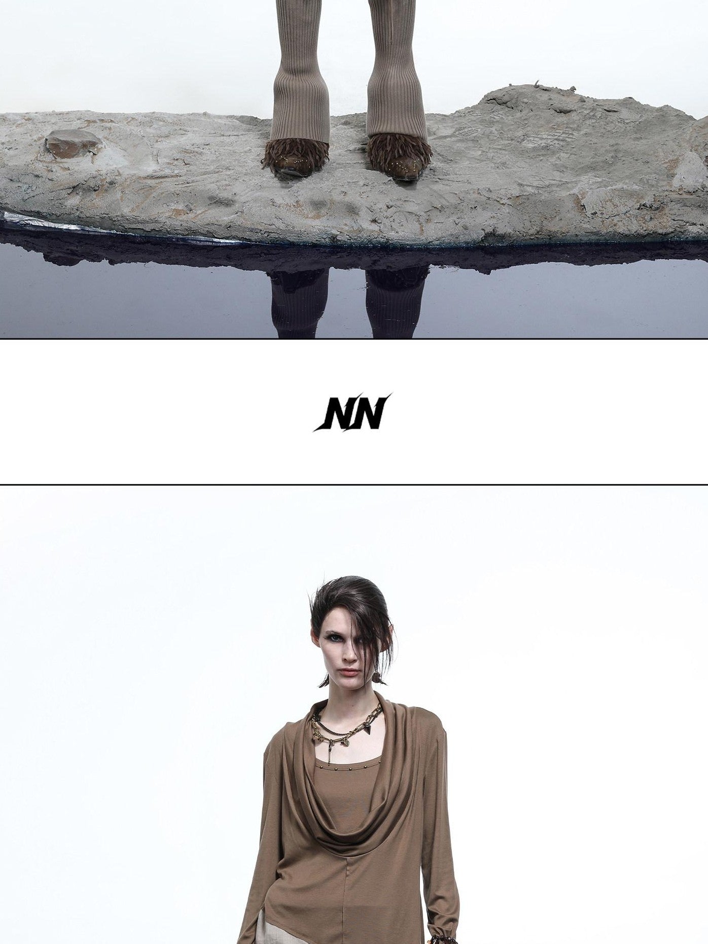 NORTH NODE Asymmetrical Diagonal Splice Stretch Knit Women&