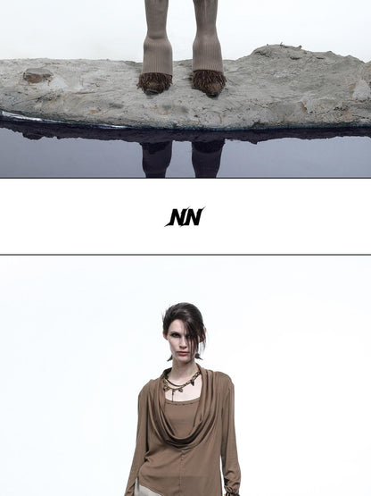 NORTH NODE Asymmetrical Diagonal Splice Stretch Knit Women&