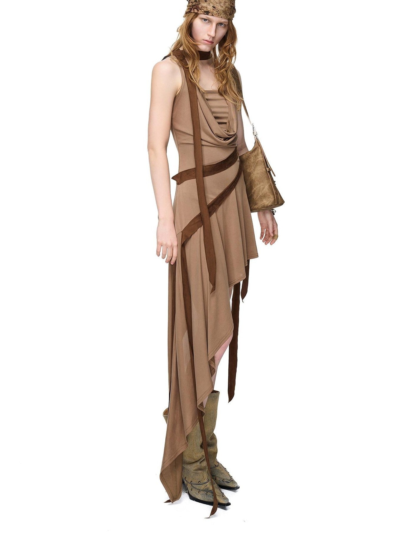 NORTH NODE Asymmetrical Draped Tie Women&