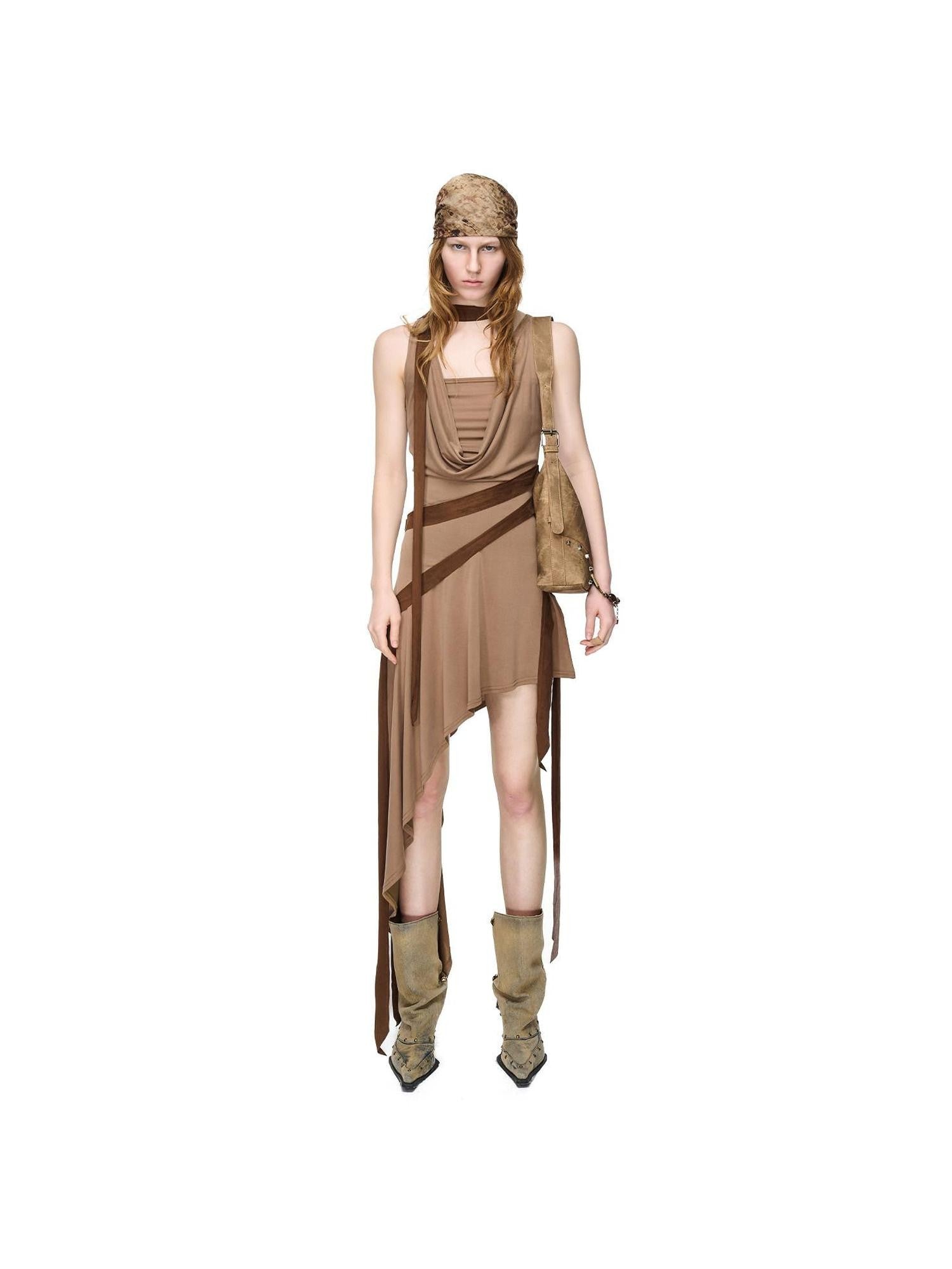 NORTH NODE Asymmetrical Draped Tie Women&