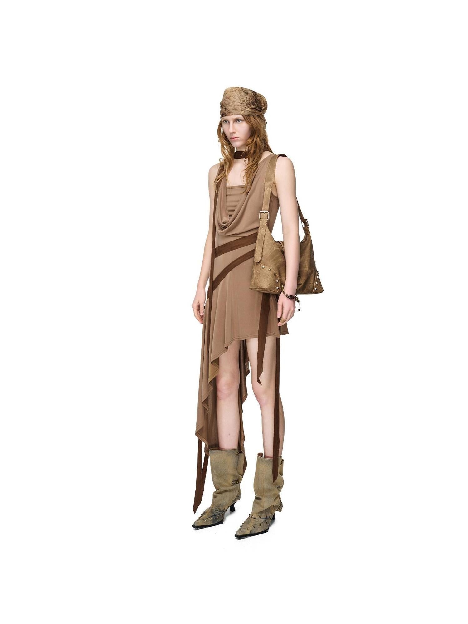 NORTH NODE Asymmetrical Draped Tie Women&