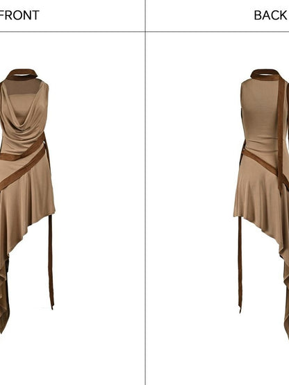 NORTH NODE Asymmetrical Draped Tie Women&