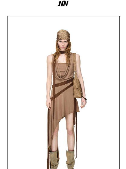 NORTH NODE Asymmetrical Draped Tie Women&