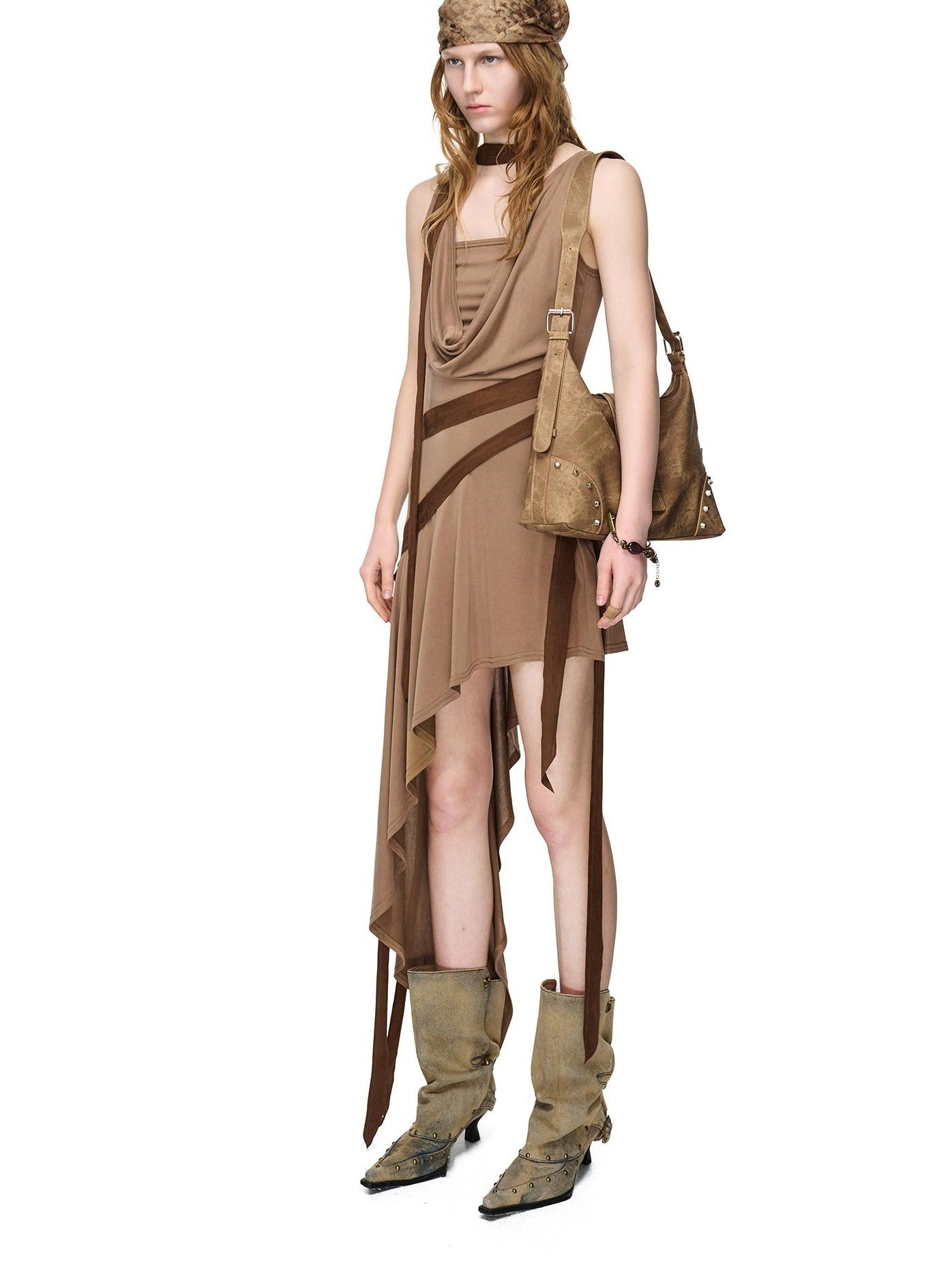 NORTH NODE Asymmetrical Draped Tie Women&
