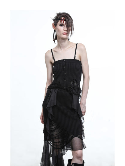 NORTH_NODE_Asymmetrical_Patchwork_Knit_Ruffle_Slim_Fit_Women&