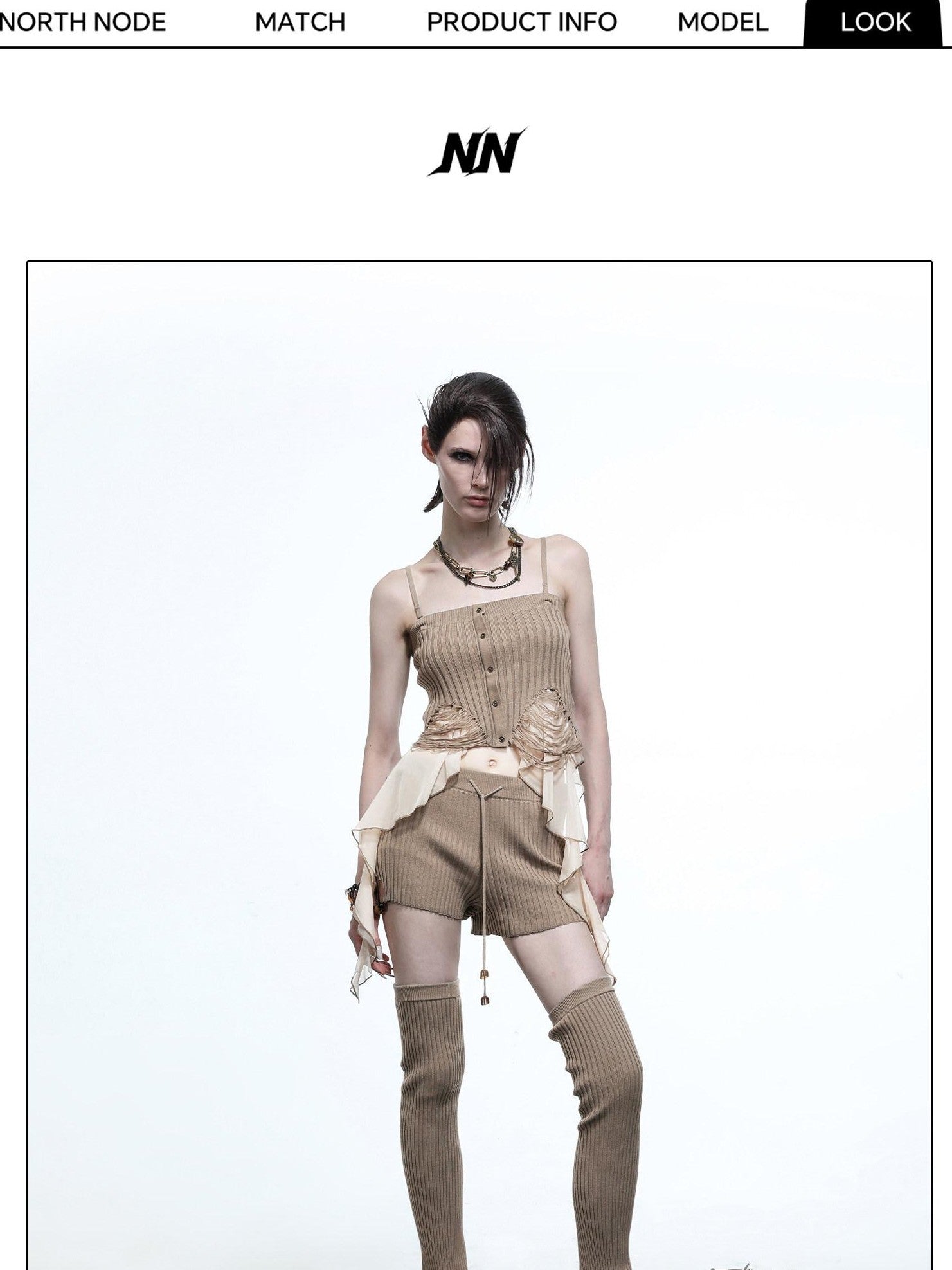NORTH NODE Asymmetrical Patchwork Knit Ruffle Slim Fit Women&