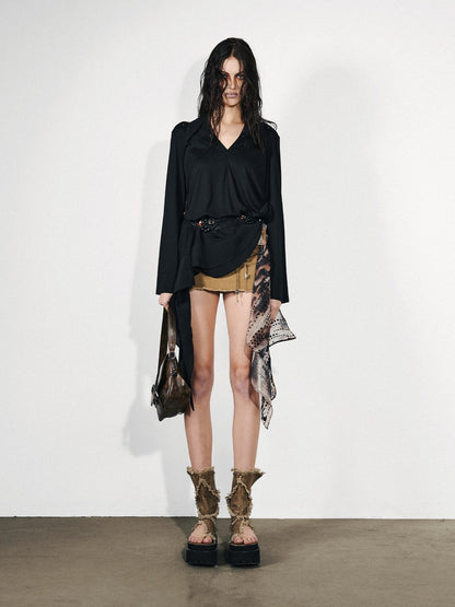 NORTH_NODE_Asymmetrical_Patchwork_Ruffle_V-neck_Loose_Women&