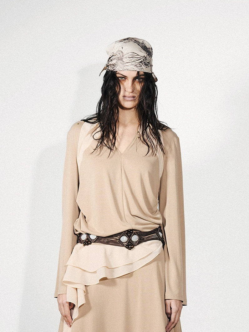 NORTH_NODE_Asymmetrical_Patchwork_Ruffle_V-neck_Loose_Women&