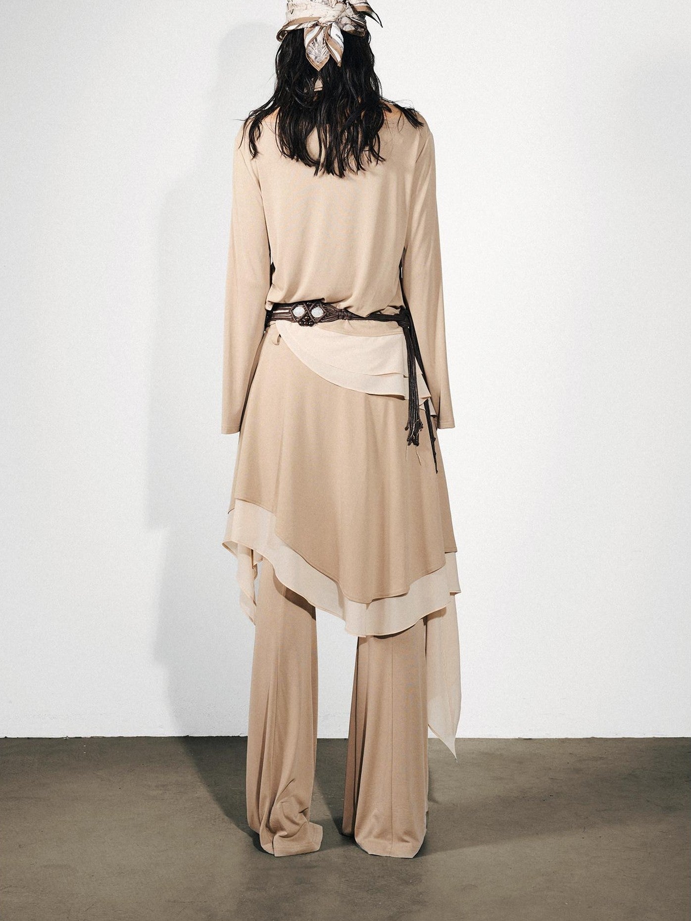 NORTH NODE Asymmetrical Patchwork Ruffle V-neck Loose Women&