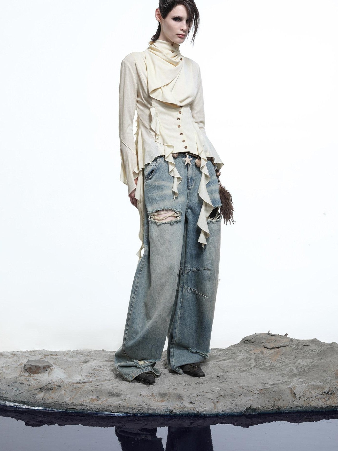 NORTH NODE Asymmetrical Ruffle Multiway Wear Women&