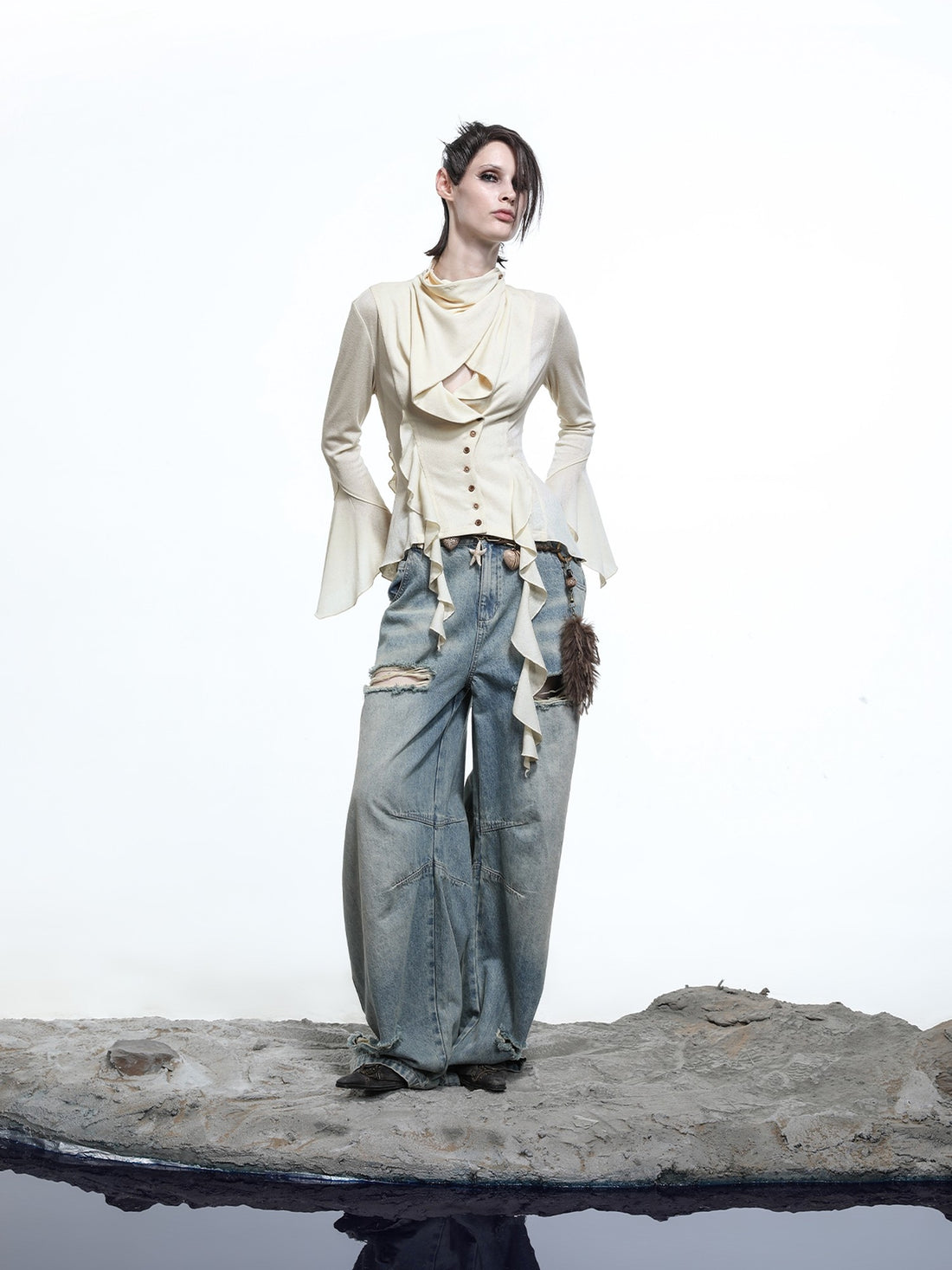 NORTH NODE Asymmetrical Ruffle Multiway Wear Women&