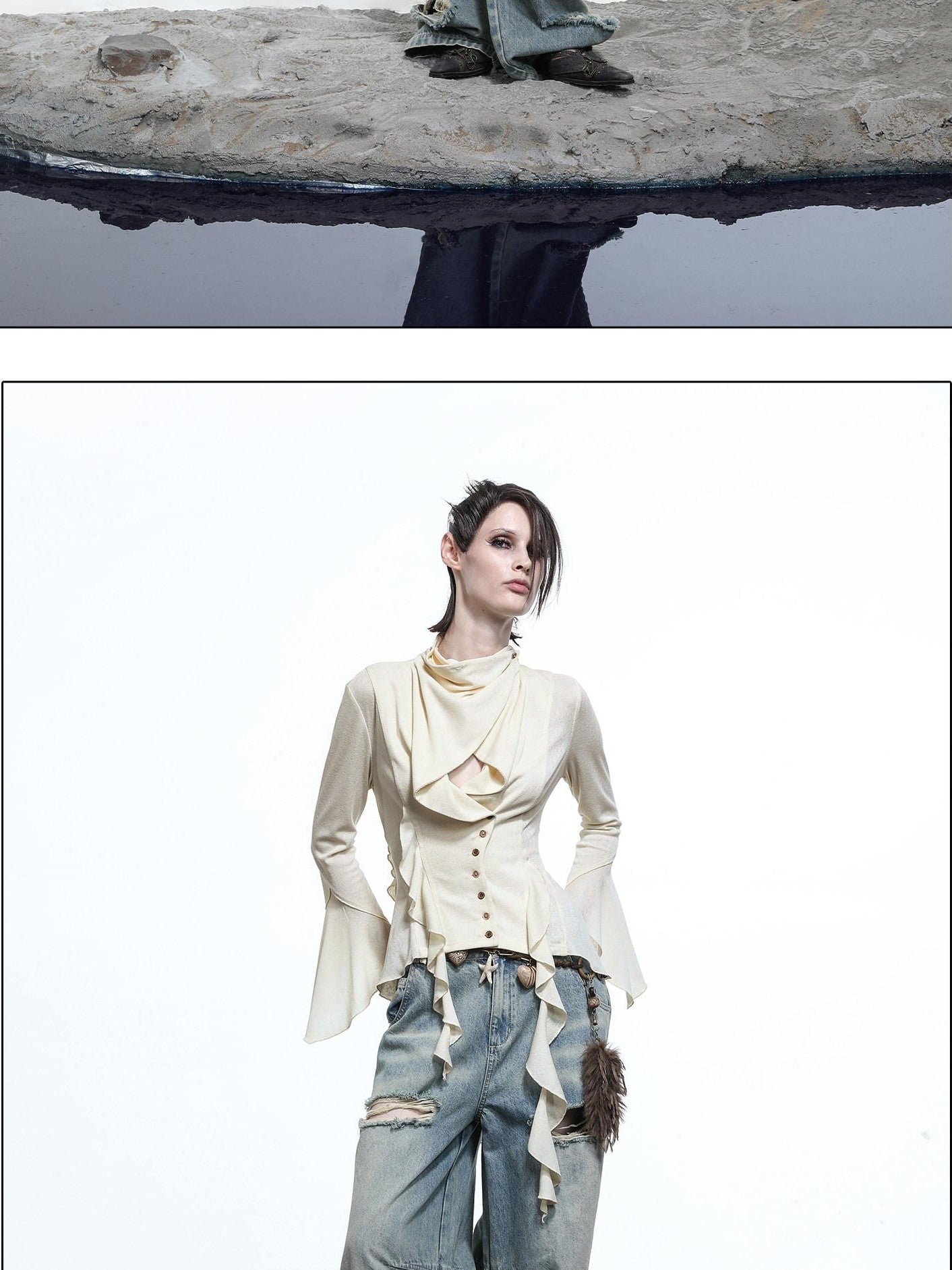 NORTH NODE Asymmetrical Ruffle Multiway Wear Women&