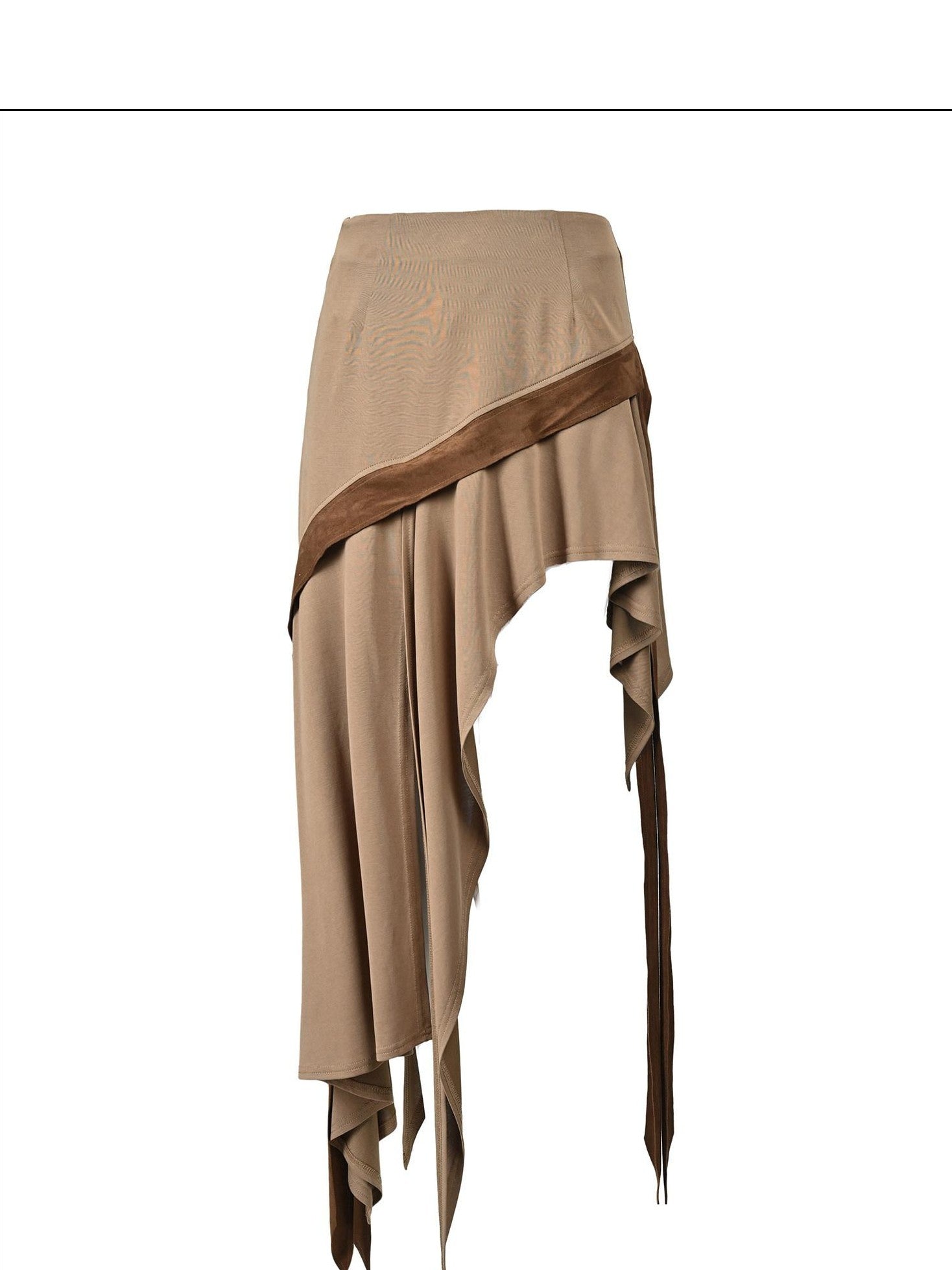 NORTH NODE Asymmetrical Ruffled Spliced Front Slit Women&