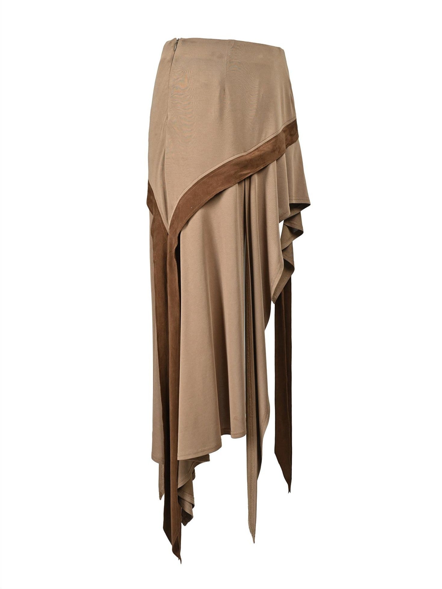 NORTH NODE Asymmetrical Ruffled Spliced Front Slit Women&