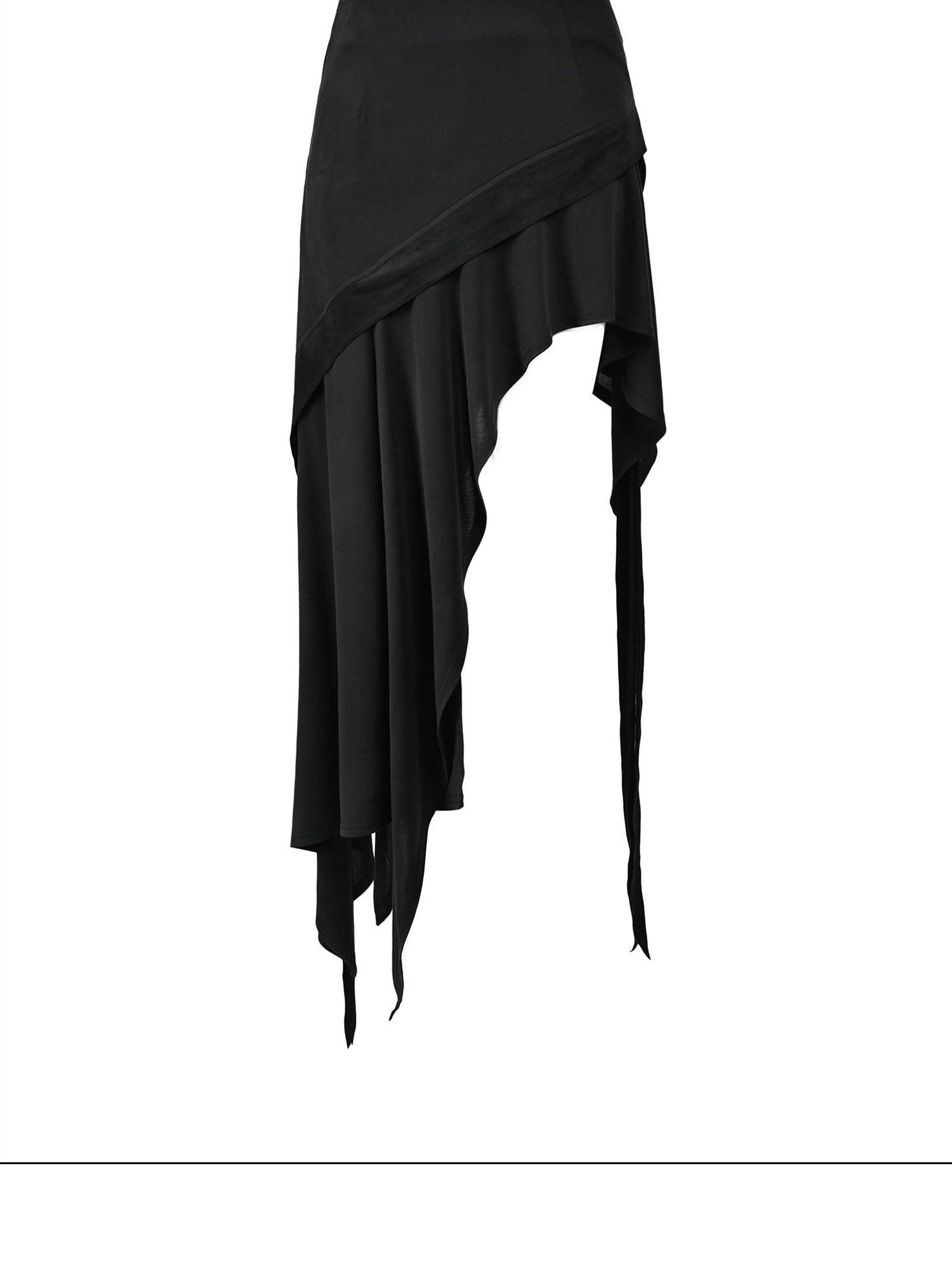 NORTH NODE Asymmetrical Ruffled Spliced Front Slit Women&