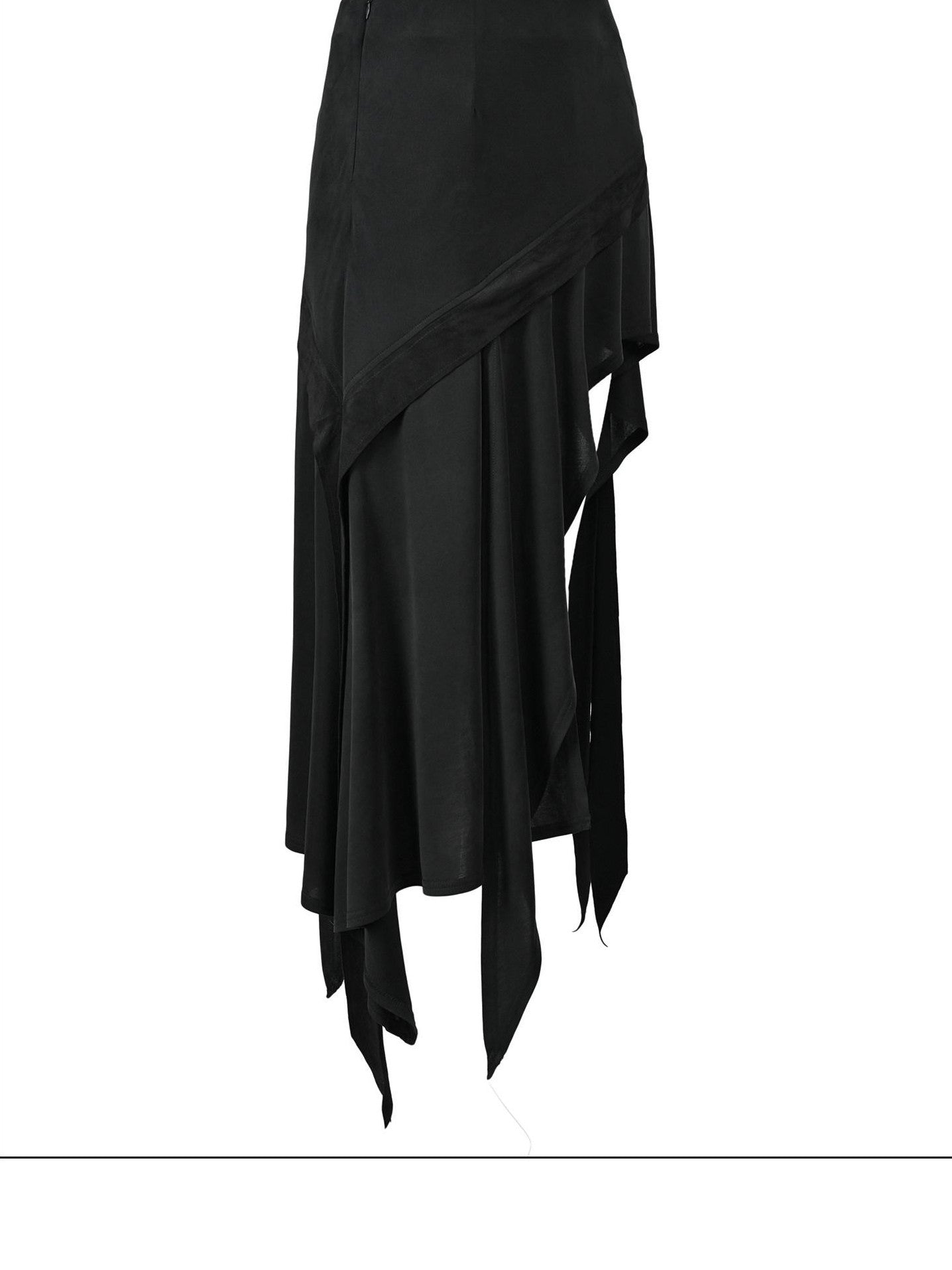 NORTH NODE Asymmetrical Ruffled Spliced Front Slit Women&