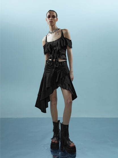NORTH NODE Asymmetrical Spliced Patchwork Women&