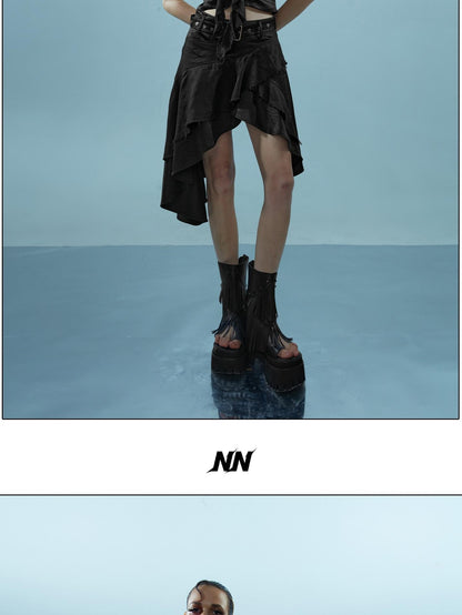 NORTH NODE Asymmetrical Spliced Patchwork Women&