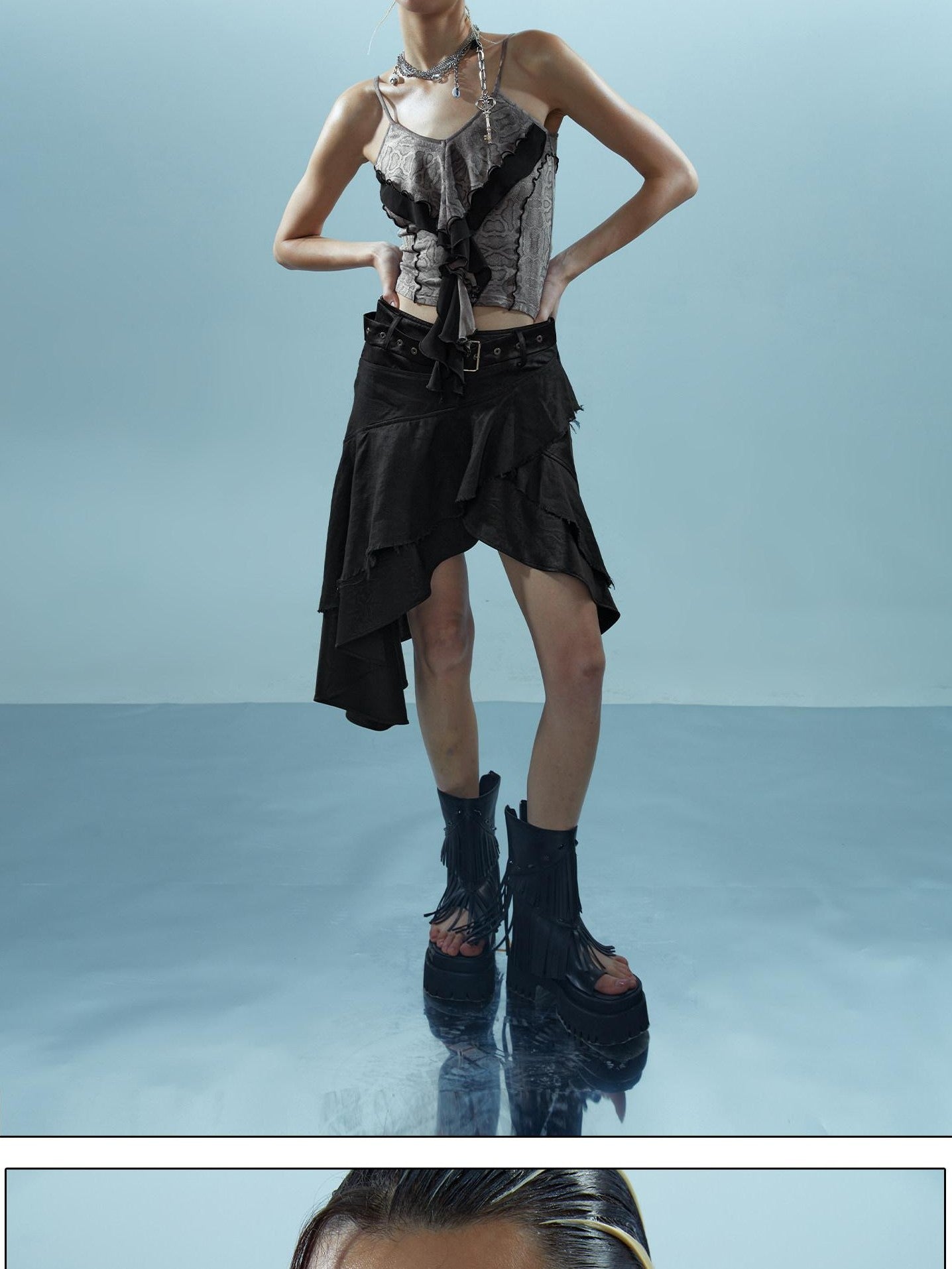 NORTH NODE Asymmetrical Spliced Patchwork Women&