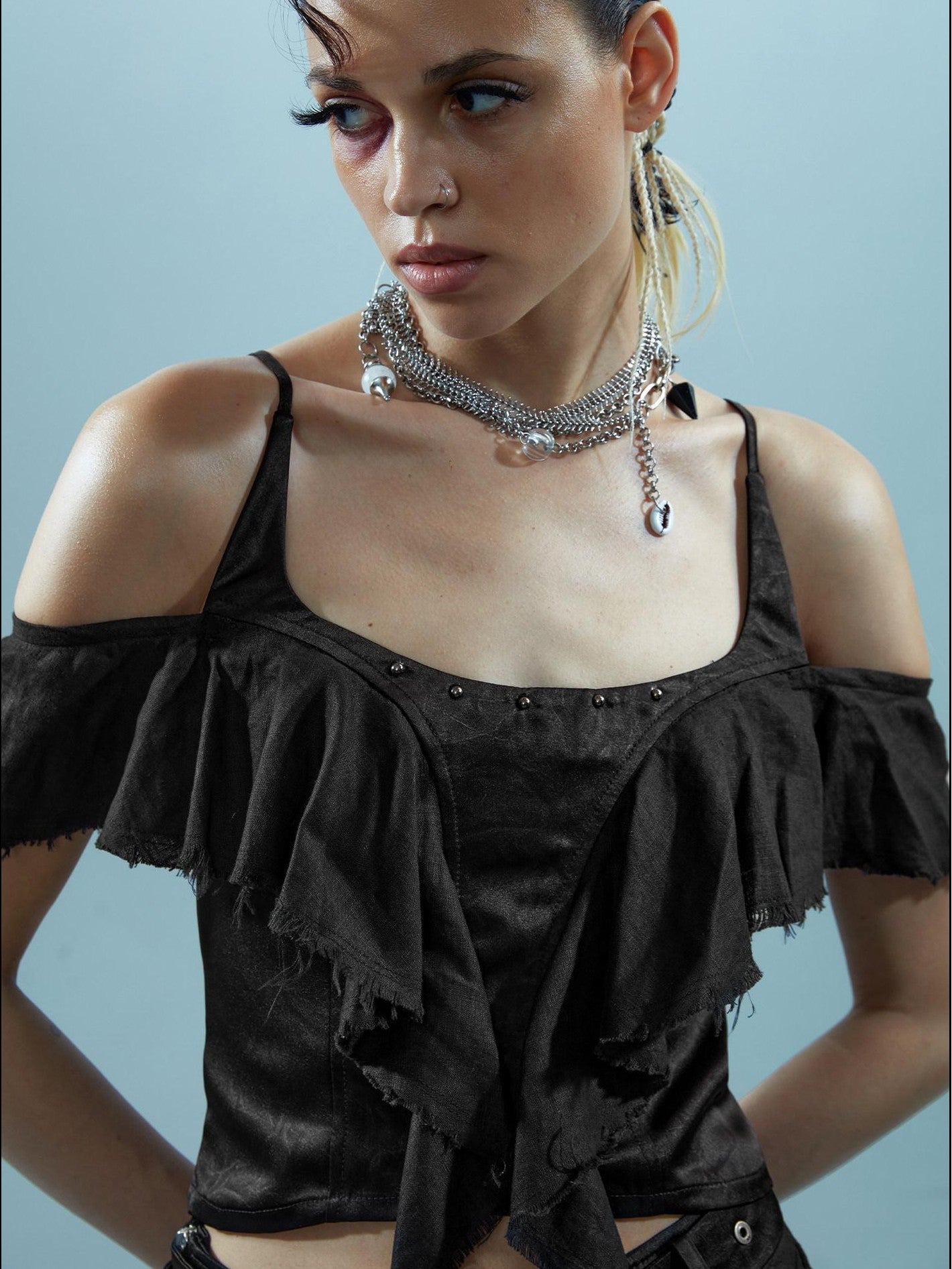 NORTH NODE Asymmetrical Spliced Patchwork Women&