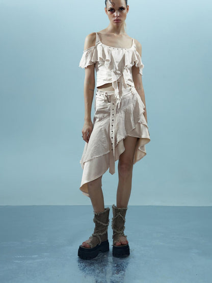 NORTH NODE Asymmetrical Spliced Patchwork Women&