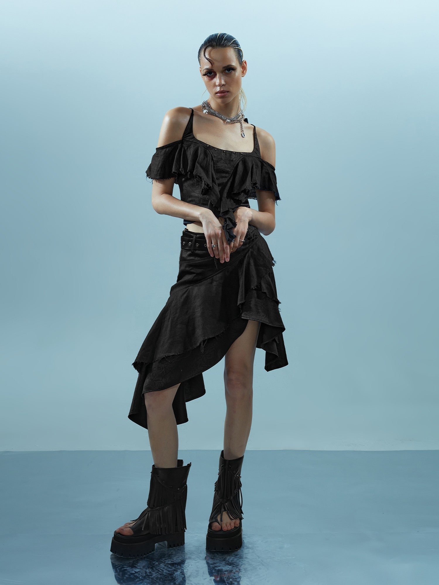 NORTH NODE Asymmetrical Spliced Patchwork Women&