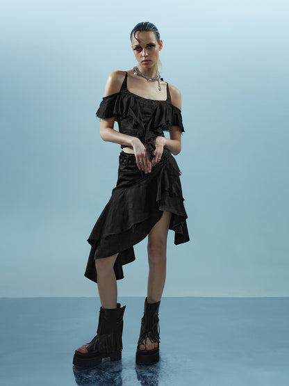 NORTH NODE Asymmetrical Spliced Patchwork Women&