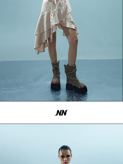 NORTH NODE Asymmetrical Spliced Patchwork Women&