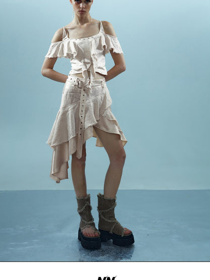 NORTH NODE Asymmetrical Spliced Patchwork Women&