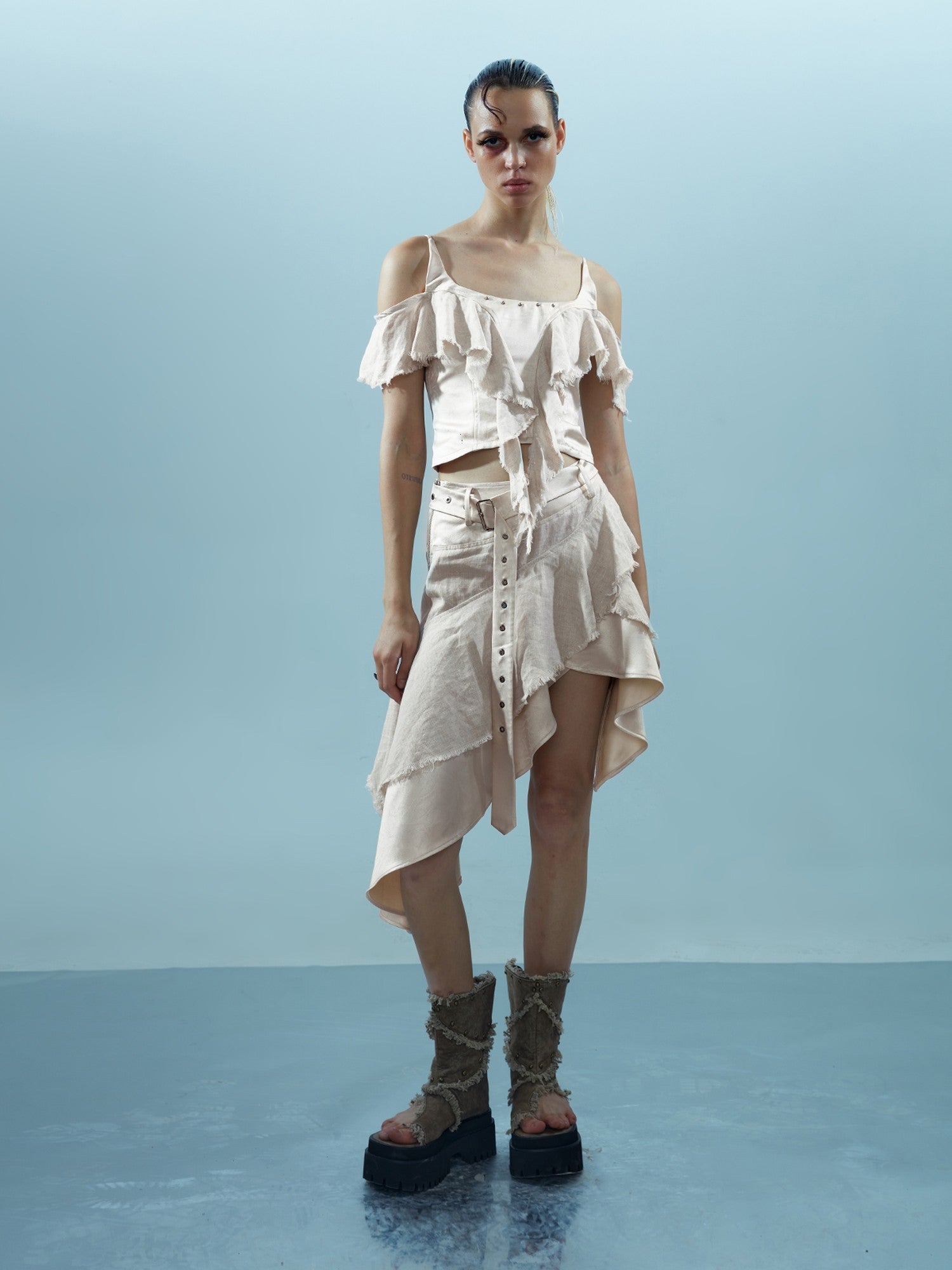 NORTH NODE Asymmetrical Spliced Patchwork Women&