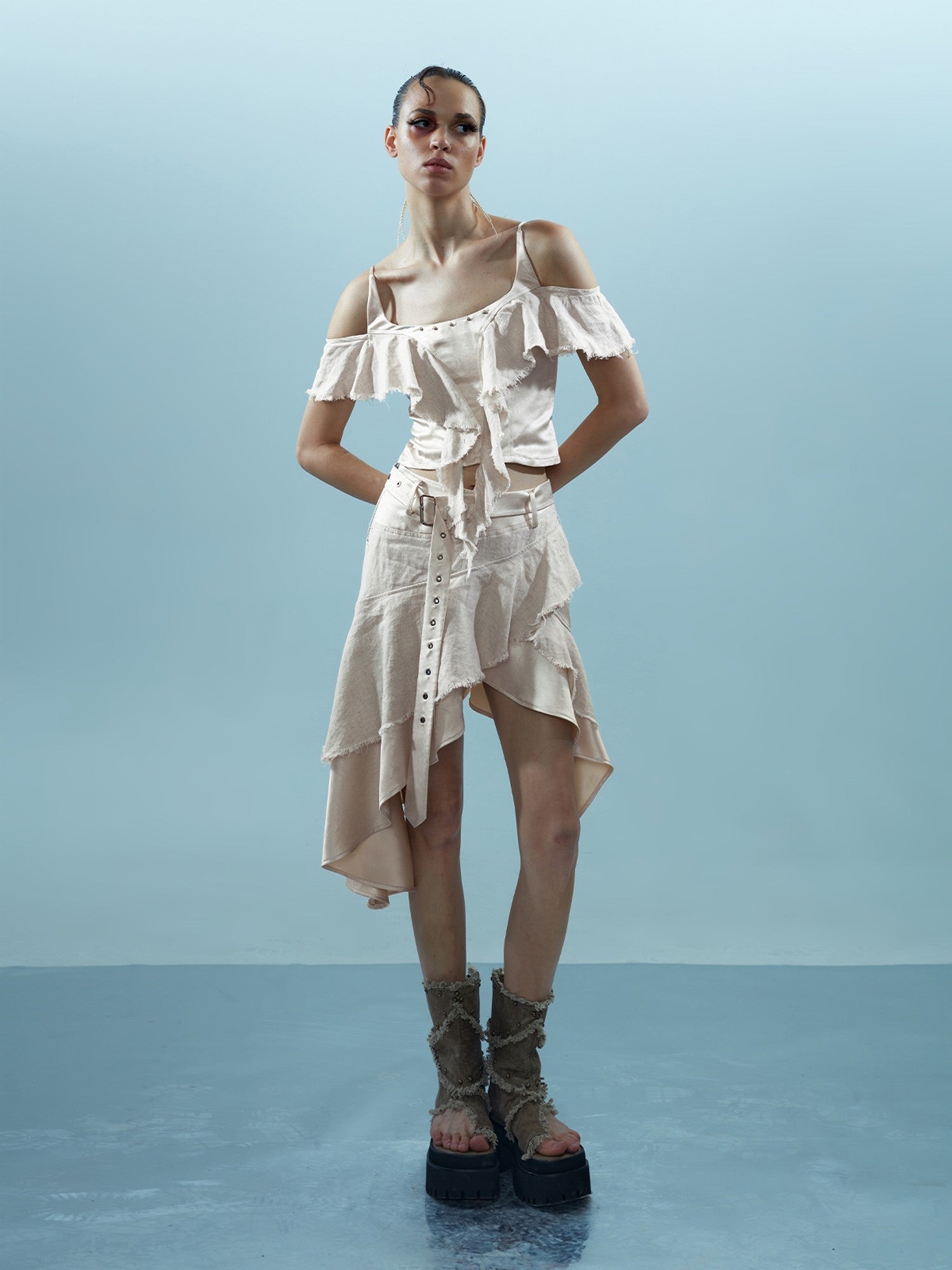NORTH NODE Asymmetrical Spliced Patchwork Women&