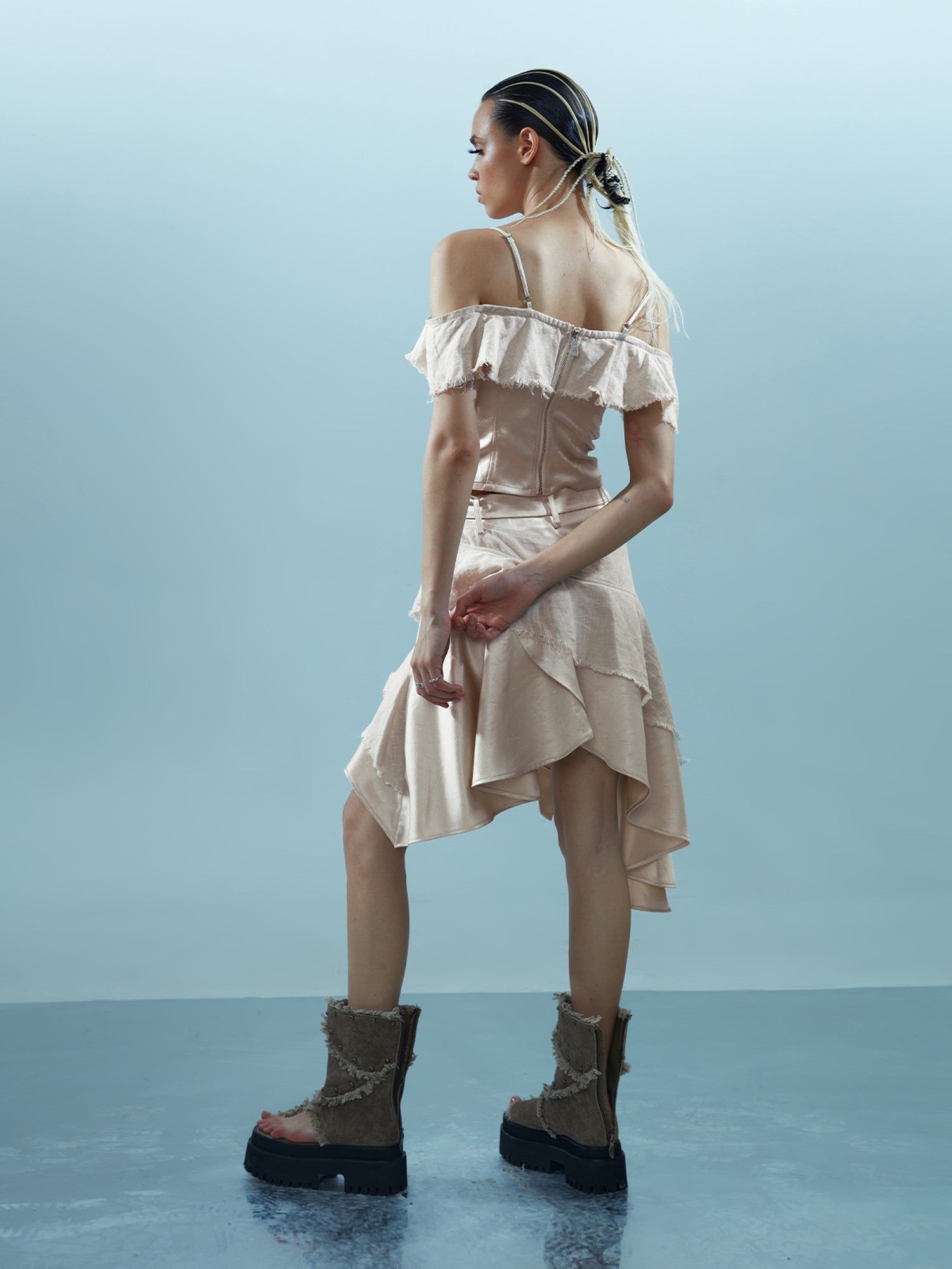 NORTH NODE Asymmetrical Spliced Patchwork Women&