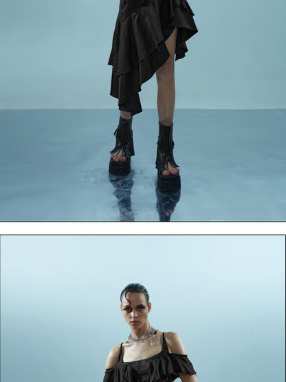 NORTH NODE Asymmetrical Spliced Patchwork Women&