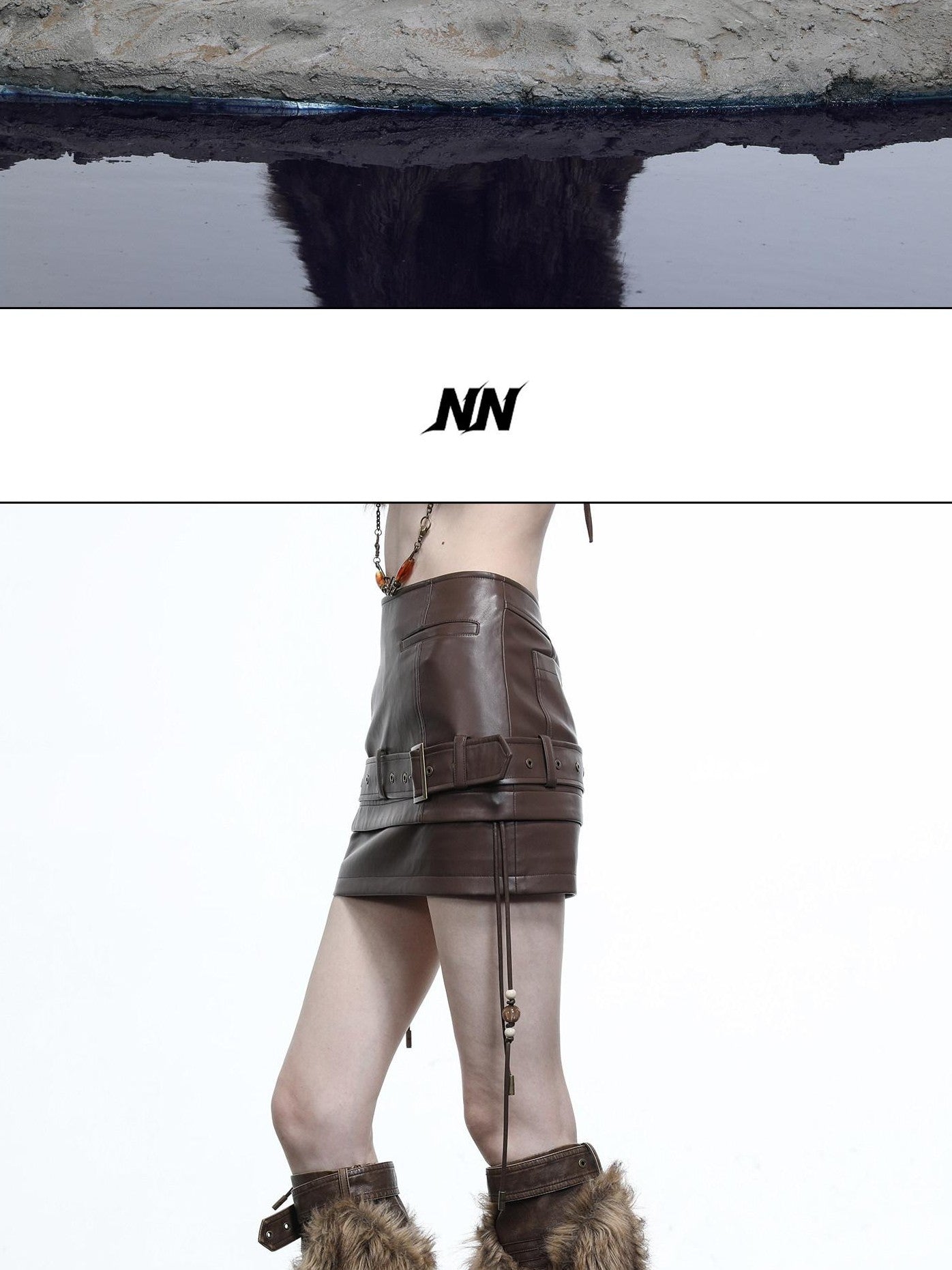 NORTH NODE Beaded Belt Lace Up Pocket Punk Women&