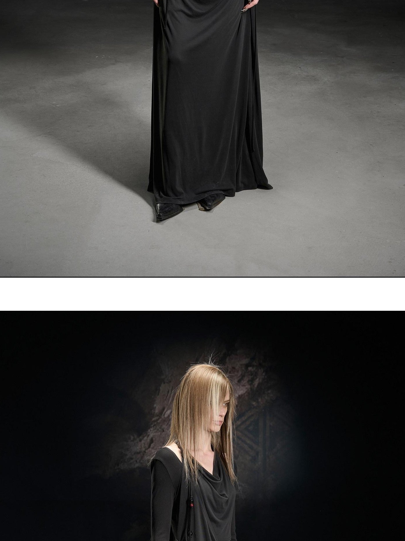 NORTH NODE Beaded Cowl Neck Patchwork Pleated Women&