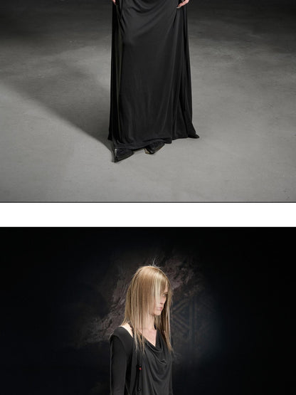 NORTH NODE Beaded Cowl Neck Patchwork Pleated Women&